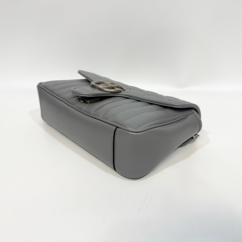 ▫️品名：GUCCI藍灰牛皮銀釦直斜衍縫馬夢26cm-5