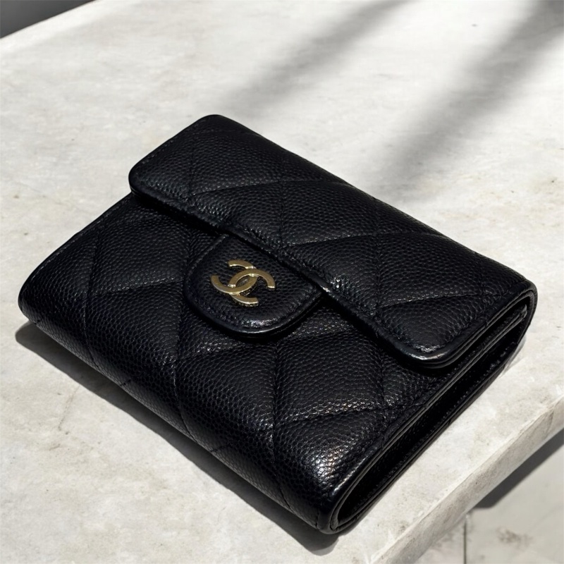 Chanel 荔枝牛皮金釦卡夾-2