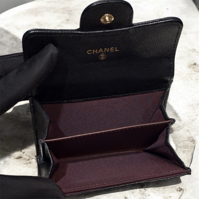 Chanel 荔枝牛皮金釦卡夾-4