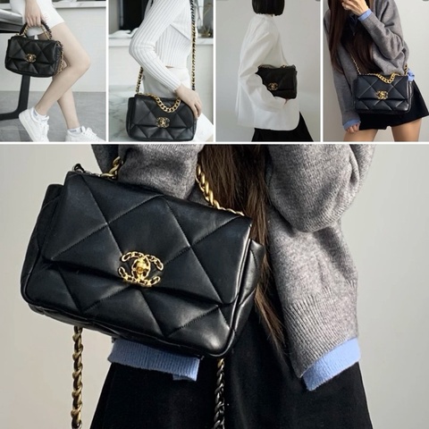 9.9新💗《晶片+113.10購證全配》Chanel 19 bag 26cm 黑金