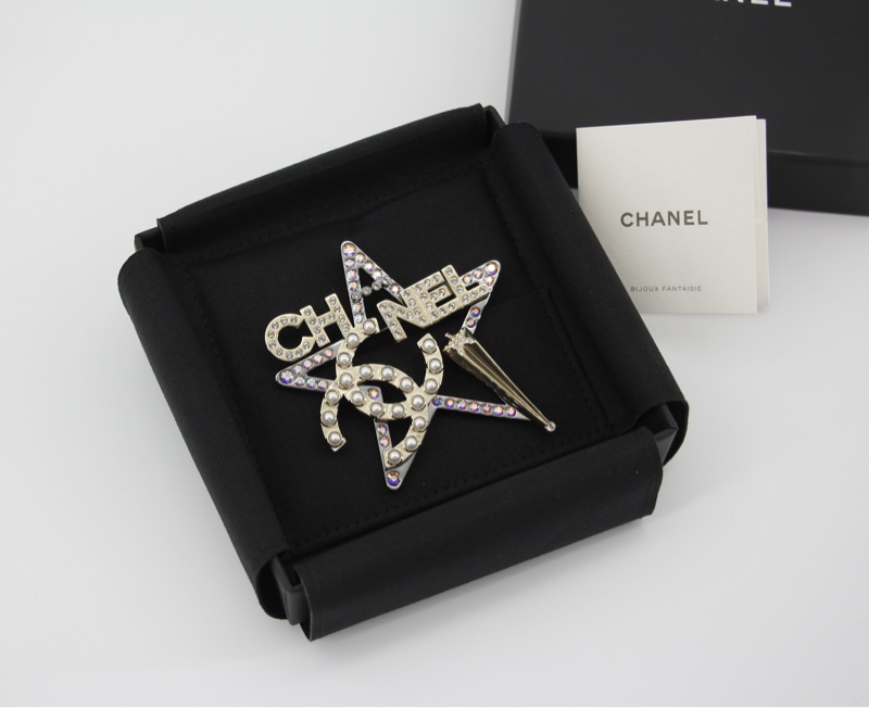 Chanel A21C 水鑽仿珍珠鏤空星形胸針-5