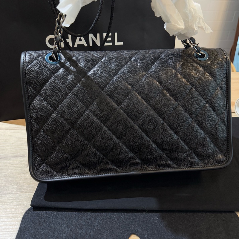 Chanel黑荔枝牛皮銀釦冠軍包 魚子醬-3