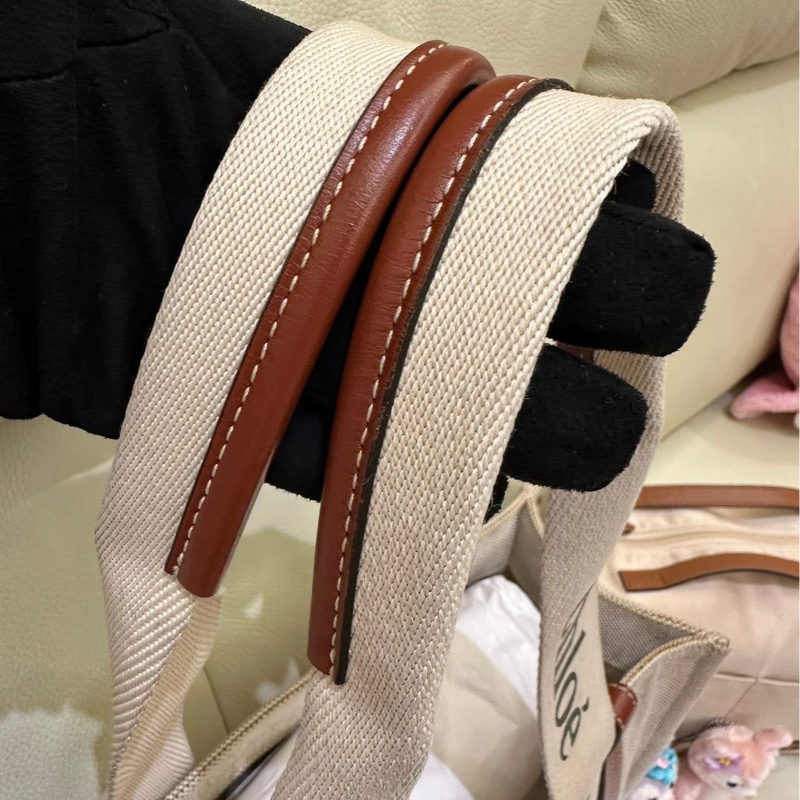 🧚🏻Chloé Woody Tote Bag帆布托特包 (中號/焦糖咖色)（改版前的淺亞麻☺️）-2