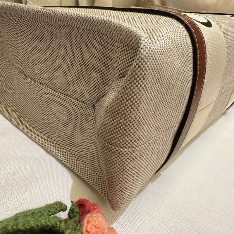 🧚🏻Chloé Woody Tote Bag帆布托特包 (中號/焦糖咖色)（改版前的淺亞麻☺️）-4