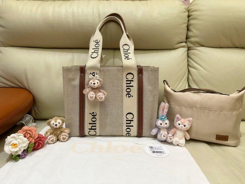 🧚🏻Chloé Woody Tote Bag帆布托特包 (中號/焦糖咖色)（改版前的淺亞麻☺️）-8