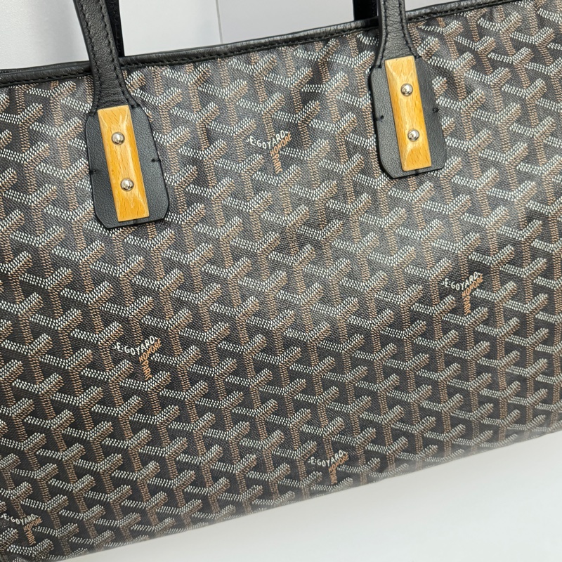 (極稀有💝 外觀超美) Goyard 戈雅 經典老花 黑色托特包-2