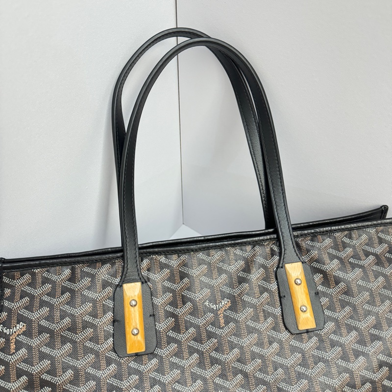 (極稀有💝 外觀超美) Goyard 戈雅 經典老花 黑色托特包-5