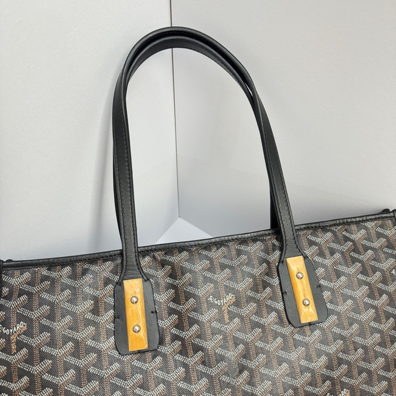 (極稀有💝 外觀超美) Goyard 戈雅 經典老花 黑色托特包-6