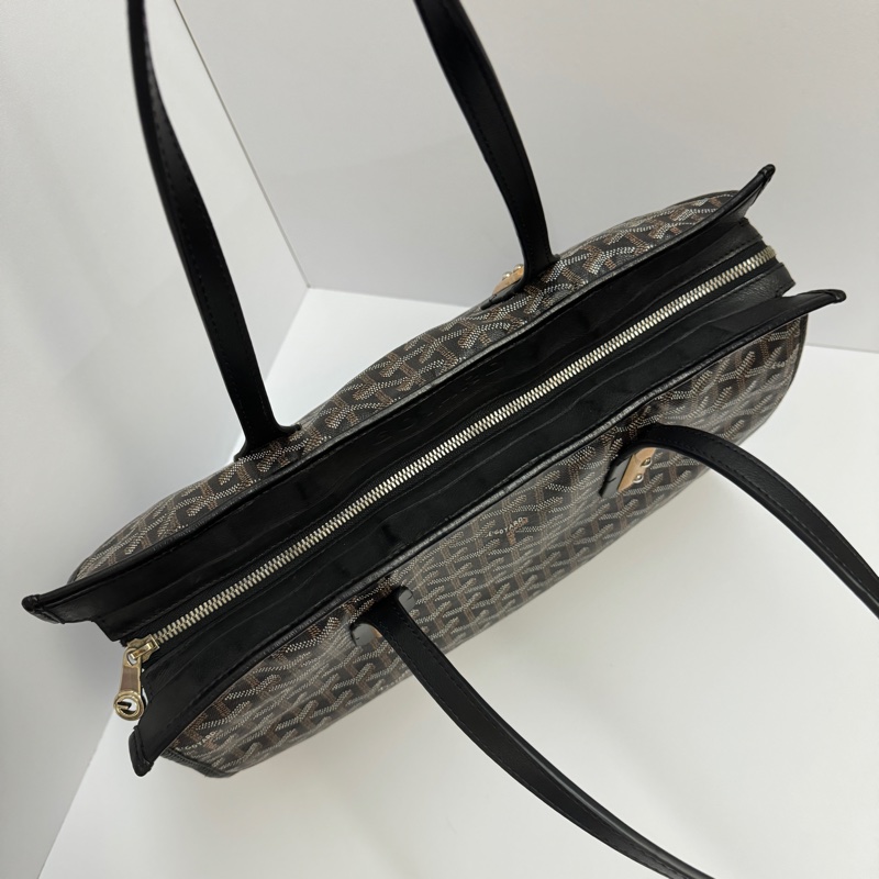 (極稀有💝 外觀超美) Goyard 戈雅 經典老花 黑色托特包-7