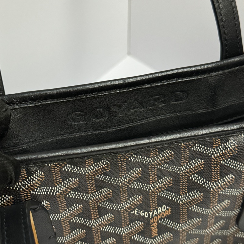 (極稀有💝 外觀超美) Goyard 戈雅 經典老花 黑色托特包-8