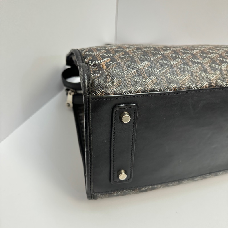 (極稀有💝 外觀超美) Goyard 戈雅 經典老花 黑色托特包-13