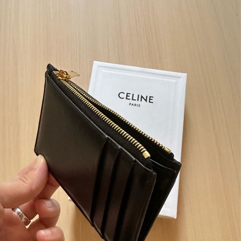 Celine 凱旋門 拉鍊 黑色 卡片套 Celine Triomphe card holder-2