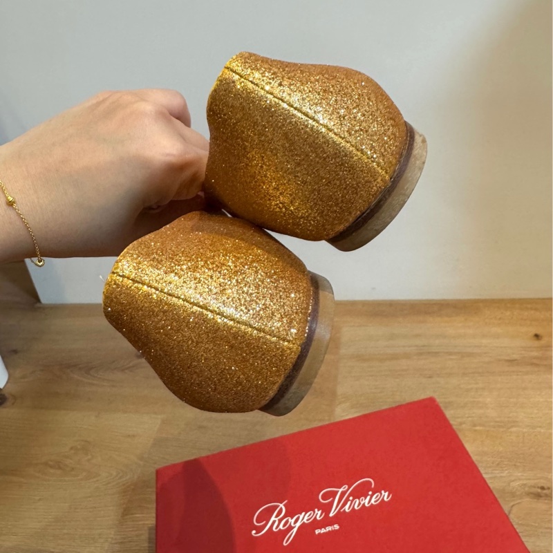 Roger Vivier RV Flower Strass系列 黃 花鑽 閃耀 亮片 尖頭平底鞋 平底鞋-7