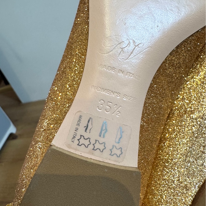 Roger Vivier RV Flower Strass系列 黃 花鑽 閃耀 亮片 尖頭平底鞋 平底鞋-8