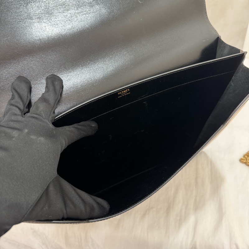 Hermès 1938 帆布拼接手拿包-10