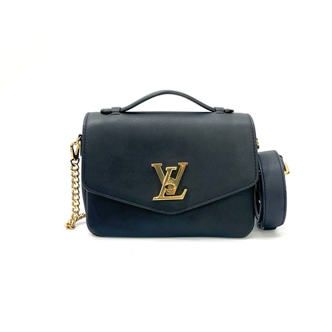 LV 黑牛皮Oxford Lockme 下蓋金釦信差包 M22735
