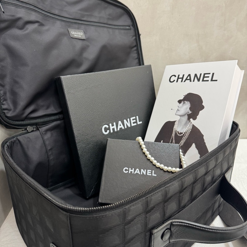 Chanel 黑色冰格旅行袋-4