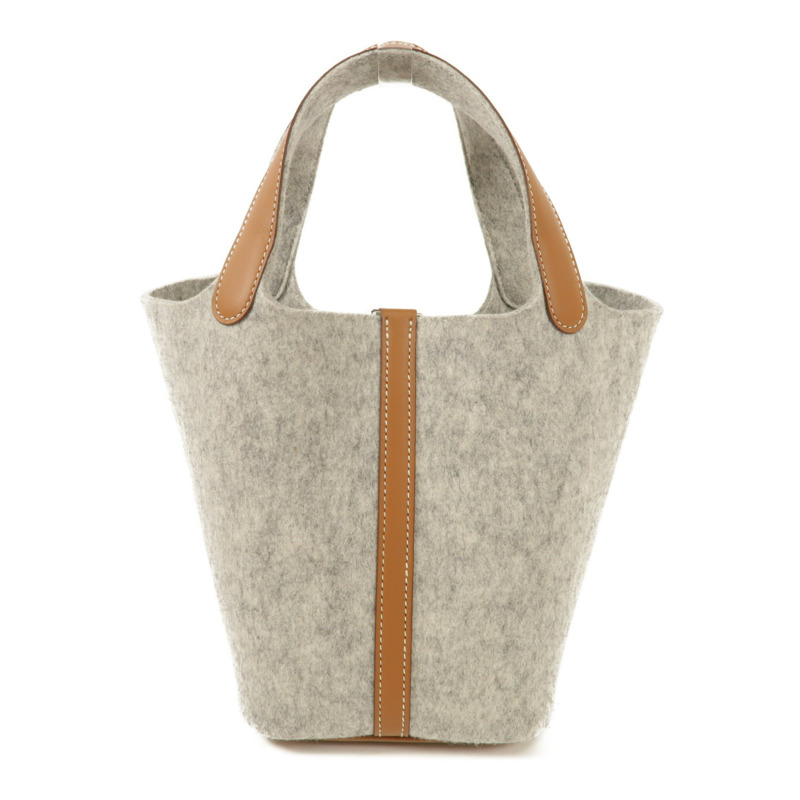 HERMES 【激減優惠】絨布Picotin Lock 18銀扣手挽袋Gris Clair-1