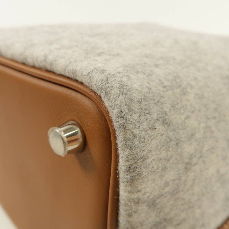 HERMES 【激減優惠】絨布Picotin Lock 18銀扣手挽袋Gris Clair-7