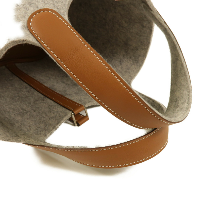 HERMES 【激減優惠】絨布Picotin Lock 18銀扣手挽袋Gris Clair-8