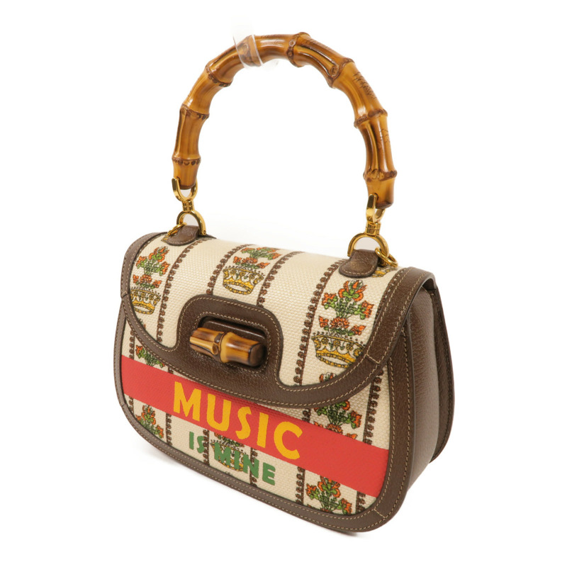 GUCCI 帆布Bamboo bag手挽肩背兩用袋-2