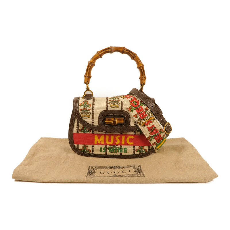 GUCCI 帆布Bamboo bag手挽肩背兩用袋-14