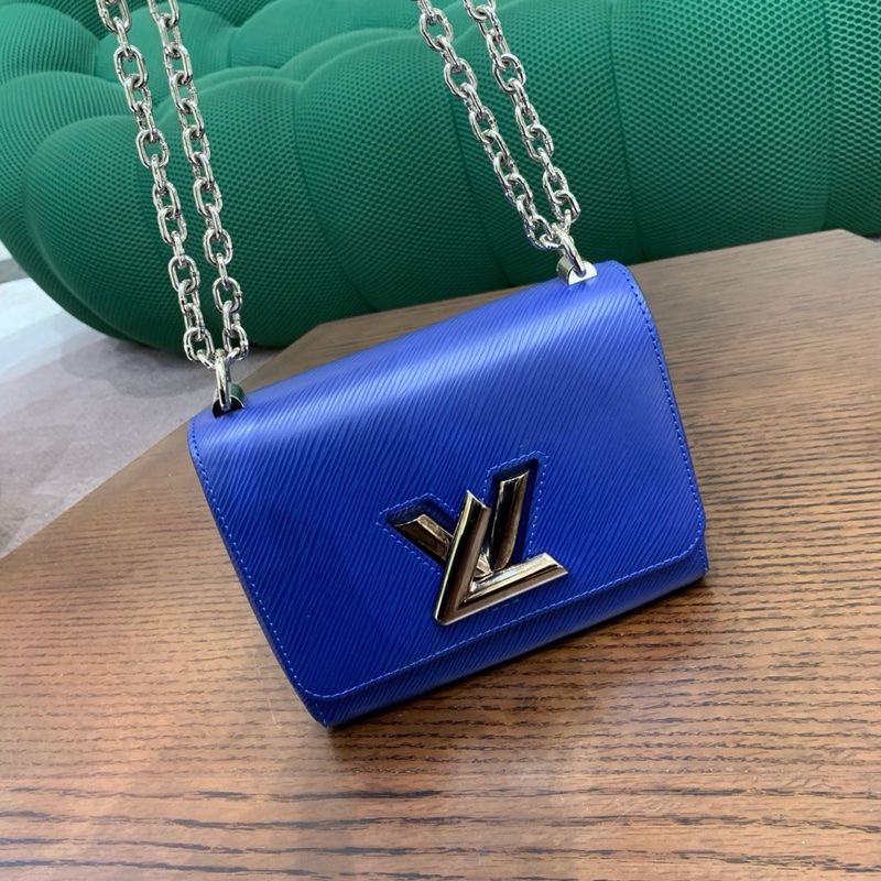 LV路易威登twist藍色水波紋小號扭扭包鏈條包包-0