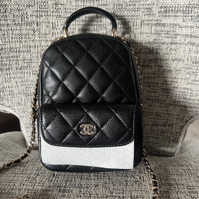 Chanel 荔枝黑金小書包-4