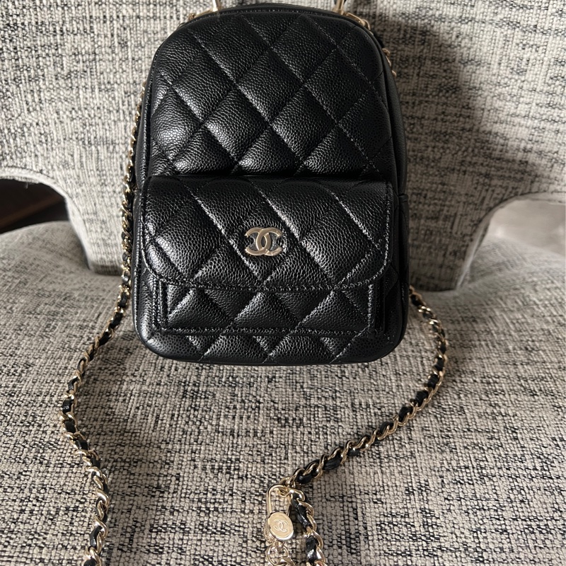 Chanel 荔枝黑金小書包-5