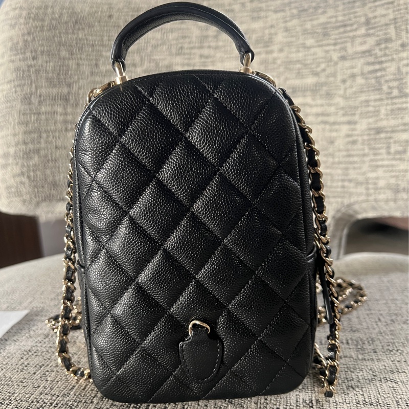 Chanel 荔枝黑金小書包-11