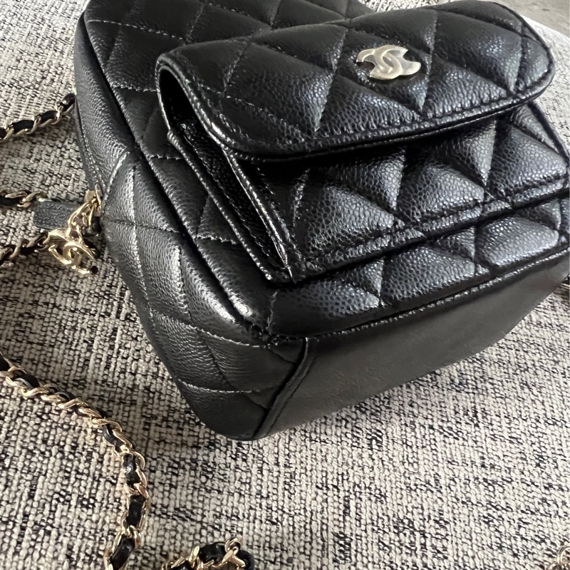 Chanel 荔枝黑金小書包-13