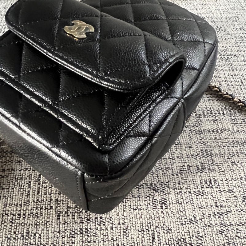 Chanel 荔枝黑金小書包-14