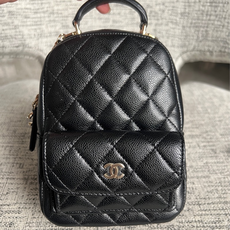 Chanel 荔枝黑金小書包-27