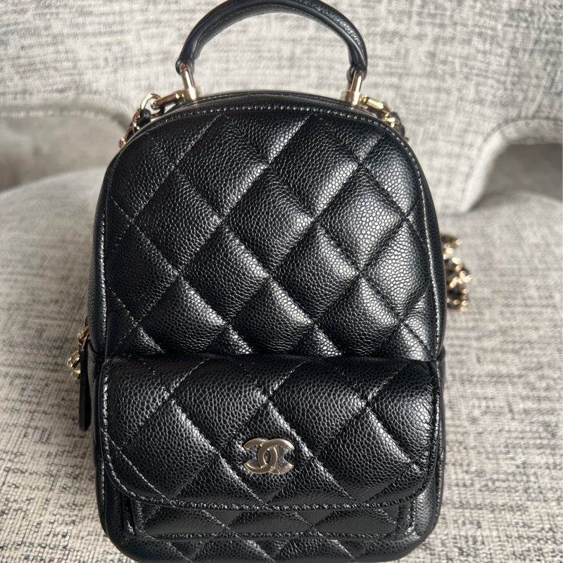 Chanel 荔枝黑金小書包-39