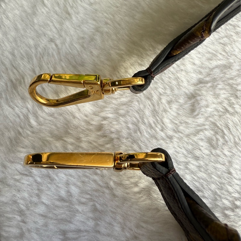 Louis Vuitton Monogram 拼牛皮雙色肩背帶(棕色/黑色)-3