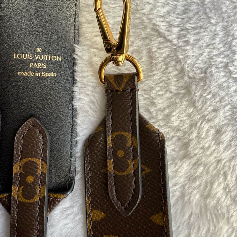 Louis Vuitton Monogram 拼牛皮雙色肩背帶(棕色/黑色)-5