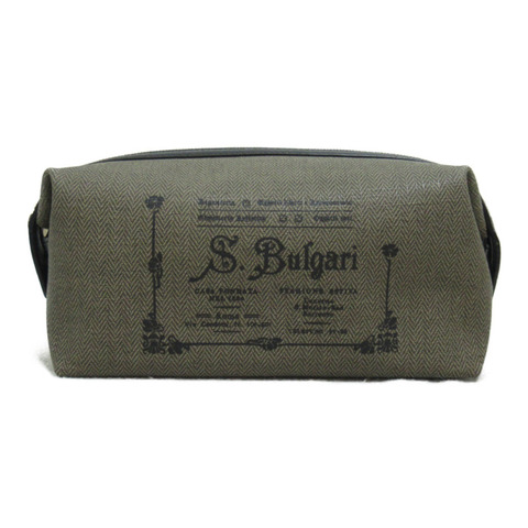 BVLGARI 化妝包 錢包 帆布 棕色 二手