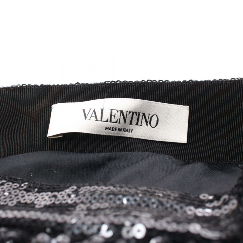 Valentino 褶裙 UB3MD02E5NF 聚酯纖維 黑色 銀色 二手 女款 XS 碼-2