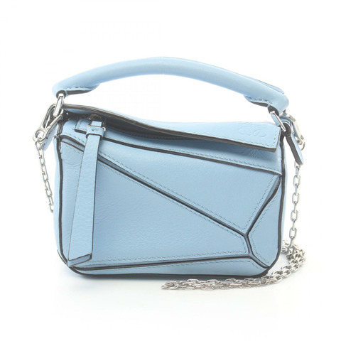 LOEWE Puzzle bag nano 2way鏈條單肩包 A510U98X01 皮革 藍色 二手