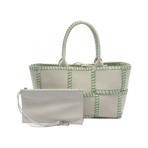 BOTTEGA VENETA Arco 小號手提包 皮革 白色 綠色 二手 女士
