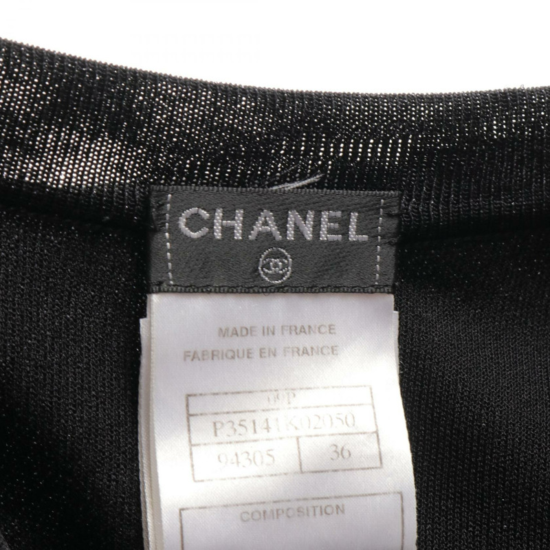 CHANEL 針織洋裝 P35141 人造絲黑色二手女款 36 碼-2