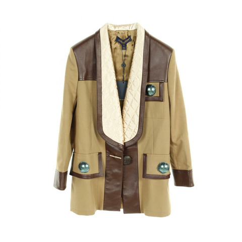 LOUIS VUITTON 鉚釘紐帶皮革配件 其他夾克 RW231B UT7 FOVE20 皮革棉質米色二手女士