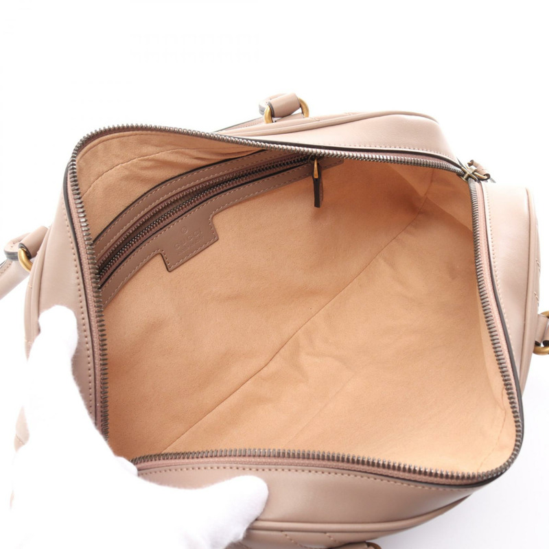 GUCCI GG Marmont 中型頂部手柄單肩托特包 795218AABZB5729 皮革粉紅色-2