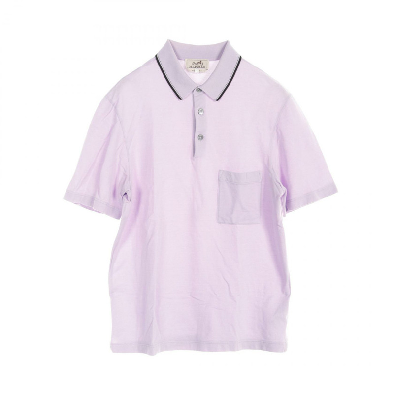 HERMES Polo 衫 上衣 棉質 紫色 黑色 二手 男士 S 碼-0