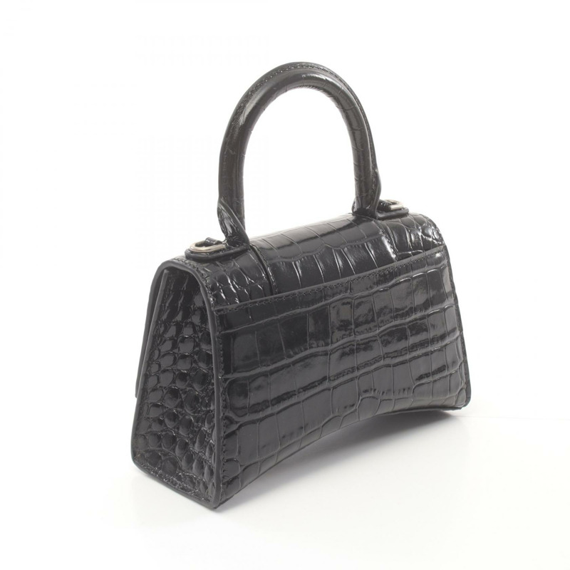 BALENCIAGA HOURGLASS XS 手提包 5928331LR6Y1000 皮革 黑色 二手 女士-1