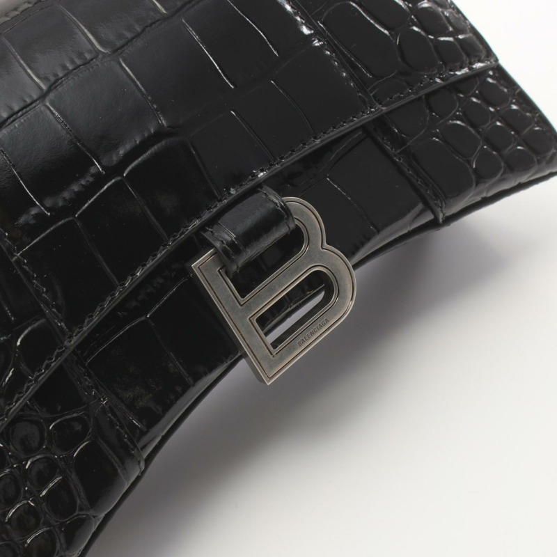 BALENCIAGA HOURGLASS XS 手提包 5928331LR6Y1000 皮革 黑色 二手 女士-4