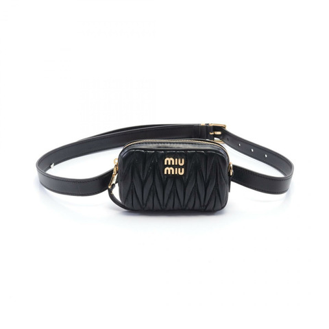 Miu Miu MATELASSE 斜背包腰包 5CC568 皮革 黑色 全新 女款
