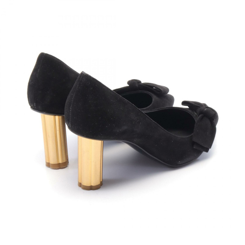 Salvatore Ferragamo GARLATE 女款麂皮黑色二手高跟鞋-1