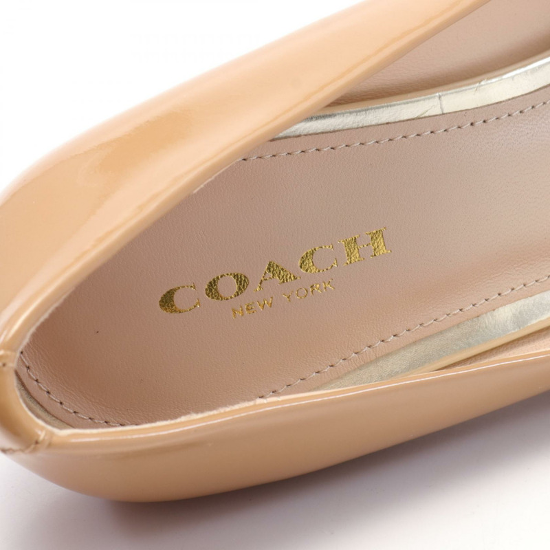 COACH 女高跟鞋 Q3293 漆皮米色二手-4