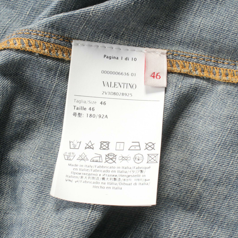 Valentino 長袖襯衫 2V3DB02B925 棉質布料藍色二手男款 46 碼-4